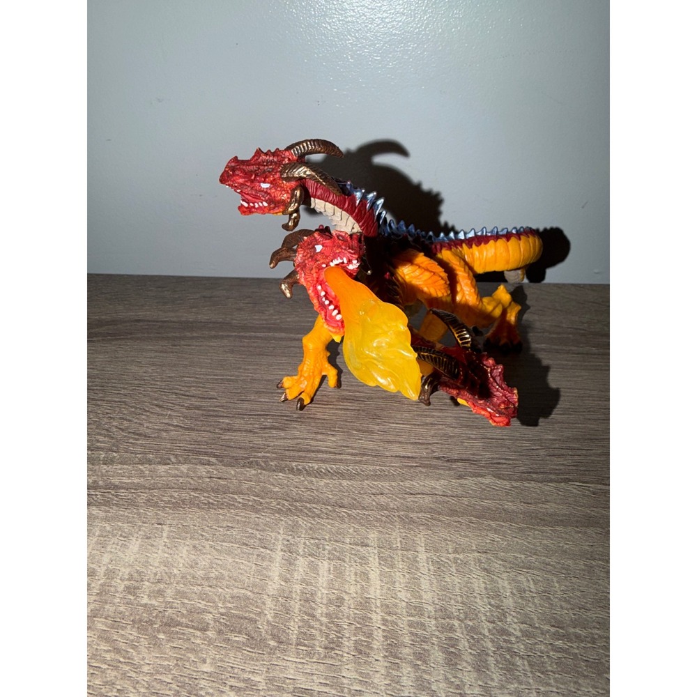 Safari Ltd 2010 Three Headed Fire Dragon Mythical Creature Figure Orange Red
